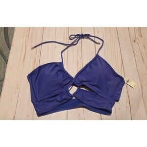 AE Aerie Cut Out Bikini Top Only Juniors Size L Indigo NWT msrp $42 beach swim